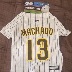 MLB White and Yellow Baseball Dog Jersey L , San Diego Padres